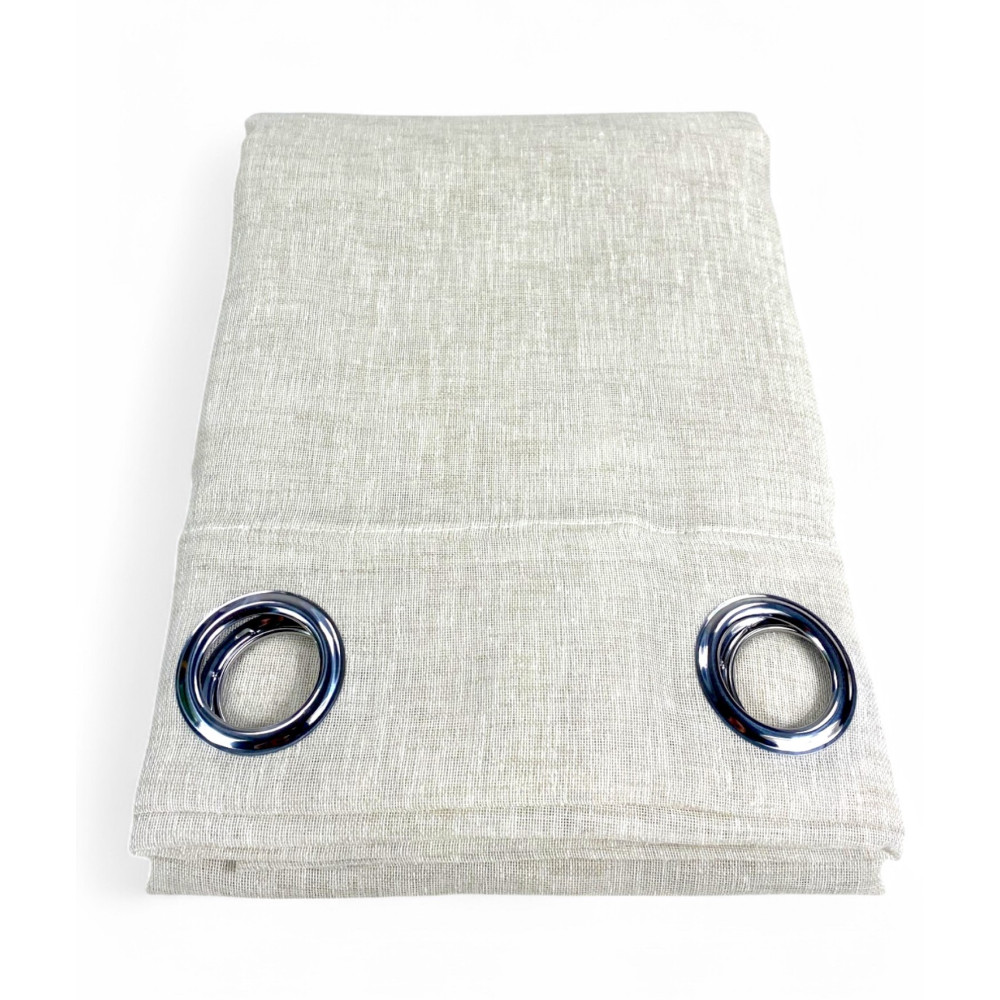 Tenda Simply Effetto Lino 140x300 cm Beige - Tinta Unita Semitrasparente - Poliestere con Anelli - Stile Moderno